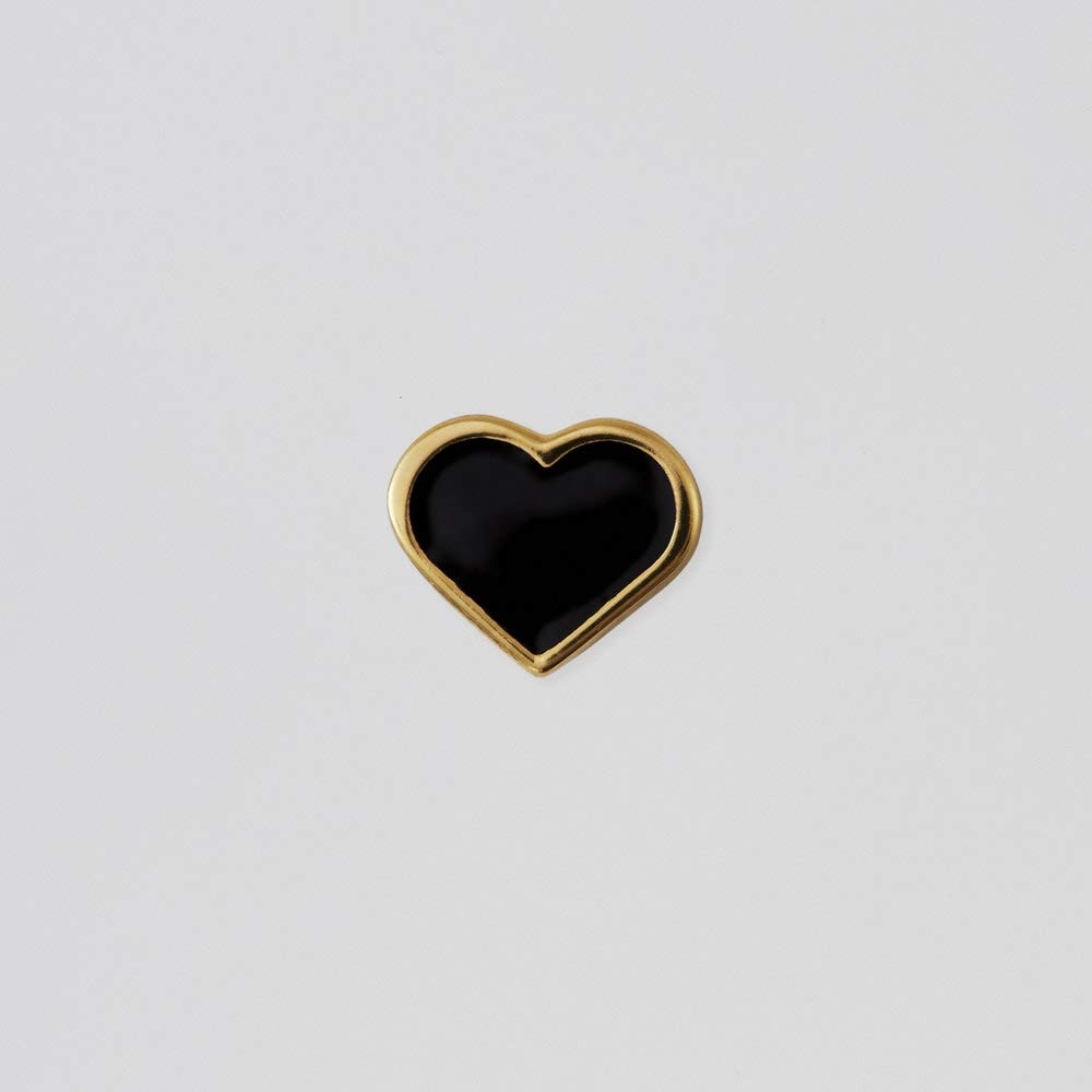 Enamel Heart Charm Black (Gold)