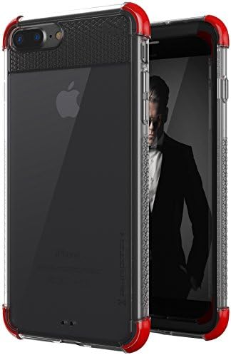 Ghostek Covert Clear Silicone iPhone 7 Plus and iPhone 8 Plus Case with Grip Bumper Sides and Drop Protection (Red)