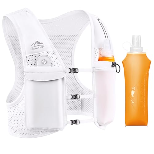 Laufweste für Damen und Herren, USA-Patent, verstellbare Brustgurte, Lauf-Trinkweste mit 500 ml weicher Flasche, leichter reflektierender Trinkrucksac