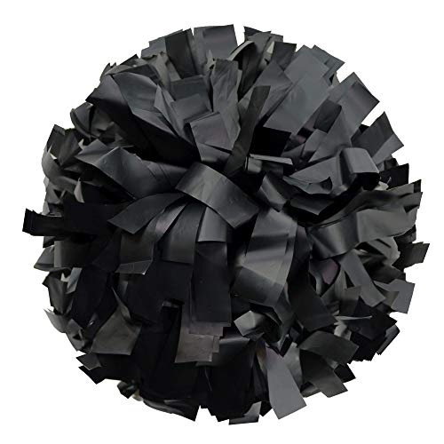 Danzcue 1 Pair 6 Inches Plastic Cheerleading Pom Poms with Dowel Handle, Black - Thumbnail 2