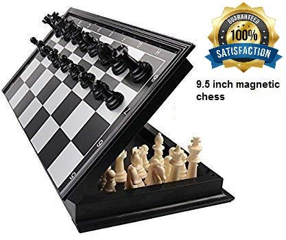 Tavakkal Folding 100% Standard Materials and Smooth Surface Magnetic Chess Board Black and White (9)