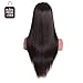 HC Straight 360 Lace Frontal Wig with Natural Hairline and High Ponytail Peruvian Virgin 360 Lace Frontal Human Hair Wigs for Black Women 150% Density Natural Color (22inch)