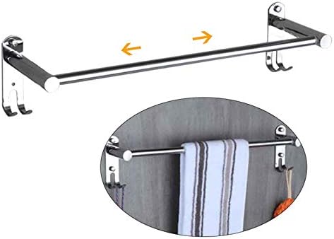 Smilerain 伸縮可能な新型 伸縮 タオル掛け 粘着 洗面所 タオルバー 収納ラック ステンレス コロイド用 粘着性 パンチフリーインストール 穴の取り付け お風呂場 キッチン用 省スペース 用 ネジ不要 全長50 90cm 1段式
