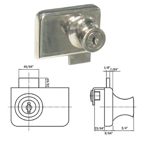 Nickel NoDrill Deadbolt Glass Door Lock for Double Doors And Furniture Locks