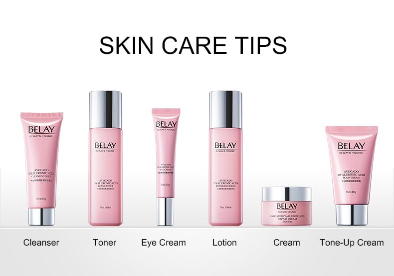 O'KADY 6-Piece Skincare Gift Set – Avocado & Hyaluronic Acid Collection, Hydrating Cleanser, Toner, Creams & Tone-Up Base – Daily Moisture Routine for All Skin Types, Holiday Gift for Women