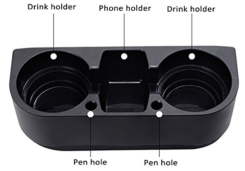 AUTOLOVER Car Seat Seam Wedge Cup Holder Cell Phone Holder Food Drink Bottle Mount Stand Storage Organizer Multifunction Glove Box Car Accessories -BLACK