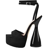 LISHAN Women's Platform Heeled Sandals Slingback Block High Heels