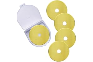 KAMSANG Rotary Cutter Blades, 60mm Replacement Blades 5-Pack, Fits Fiskars,OLFA,Martelli,Dremel,Truecut,DAFA,Fabric Cutting Blades Refill for Quilting Scrapbooking Sewing Arts &Crafts, SKS-7,(Titanium Coated)