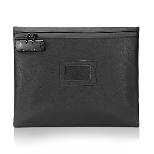 KOSMCCO Notary Bag With Lock, 13.6 x 10 Inches Heavy Duty Supply for Journal, Stamp, Embosser, Ink Pad and Valuables Storage (Black, L)