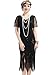 BABEYOND 1920s Art Deco Fringed Sequin Dress Roaring 20s Flapper Fancy Dress Gatsby Costume Dress Vintage Beaded Evening Dress (Black, Small)