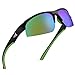 KastKing Cuivre Polarized Sport Sunglasses,Gloss Black Frame,Brown Base Chartreuse Mirror