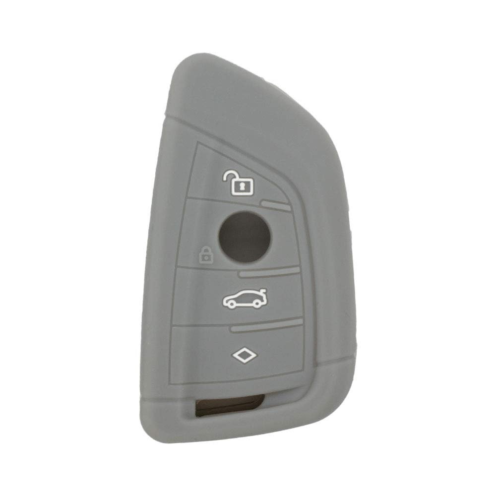 BROVACS Silicone Cover Protector Case Holder Skin Jacket Compatible with BMW X1 X3 X4 X5 X6 4 Button Smart Remote Key Fob CV4907 Grey