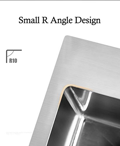 JYHW Küche 304 Edelstahl-Drahtziehen Eindickung Einzelnes Waschbecken Sink Sink 58 × 43cm – Bild 4