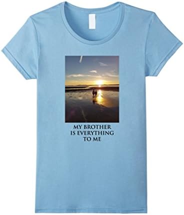Womens My Brother is Everything to Me Beach Scene T-shirt Sunset XL Baby Blue