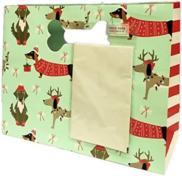 Cute Dachshund Wiener Dog in Festive Winter Attire Christmas Holiday Gift Bag & Tissue Paper