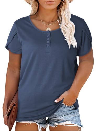 CARCOS Plus Size Black Henley Top - 4XL Long Sleeve Blouse, Rayon Blend Tunics For Women - View #12