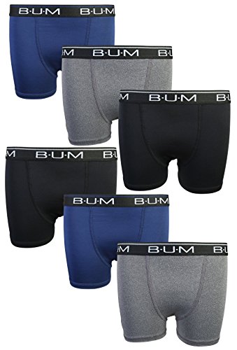 B.U.M. Equipment Boys\' Performance Active Compression Underwear Boxer Briefs (6 Pack), Navy/Charcoal/Black, Large/12-14' - Thumbnail 7