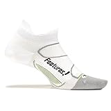 Feetures! Men's Elite Ultra Light No Show Tab, White + Black, Small