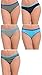 Jordache Women's Cotton Bikini Panties (7, Blue Stripes)
