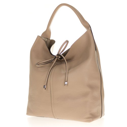 Gianni Chiarini Italian Made Beige Pebbled Leather Oversize Slouchy Hobo Bag
