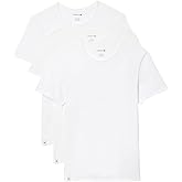 Lacoste Mens 100% Cotton Slim Fit Crew Neck Undershirt, 3-Pack