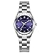 Chronos Women Girls Silver Stainless Steel Quartz Waterproof Watch Round Analog Blue Dial Lady Elegant Timepiece