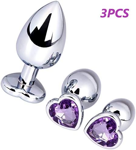 Stainless Steel 3PCS Ànâles Trainer Kit-Bûtt Pl'ugs Beads Massage Toys Jeweled Back Massage Toys (Purple2)