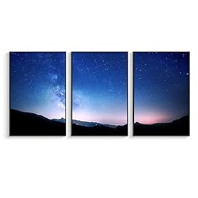 Framed Canvas Wall Art for Living Room, Bedroom Sky Space View Canvas Prints for Home Decoration Ready to Hanging - 16"x24"x3 Panels