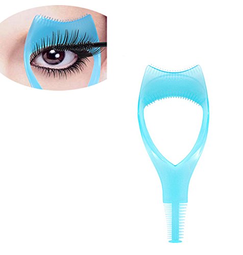 3Pcs Plastic Makeup Upper Lower Eye Lash Mascara Guard Applicator With Comb Eyelashes Curlers Shields Applicators (Blue)
