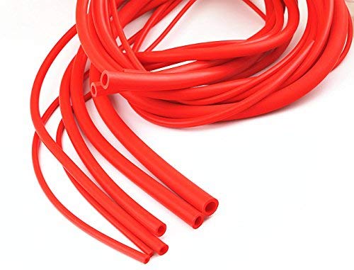 QIKE Universal 3mm/4mm/6mm/8mm/10mm/12mm /14mm/Inner Diameter High Performance Silicone Vacuum Hose Tube Kit (black) (red, 7size)