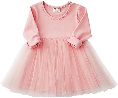 Peony Baby Baby Girls Black Dress Tutu Sundress Tulle Orangic Skirt (9-12 Months, Pink 1)