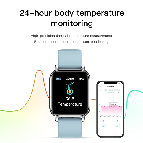 Smart Watch for Android Phones and iOS Phones, IP68 Swimming Waterproof Smartwatch, Fitness Tracker for Heart Health, Body Temperature, Blood Pressure, Blood Oxygen, Support 16 Sports Modes, Black