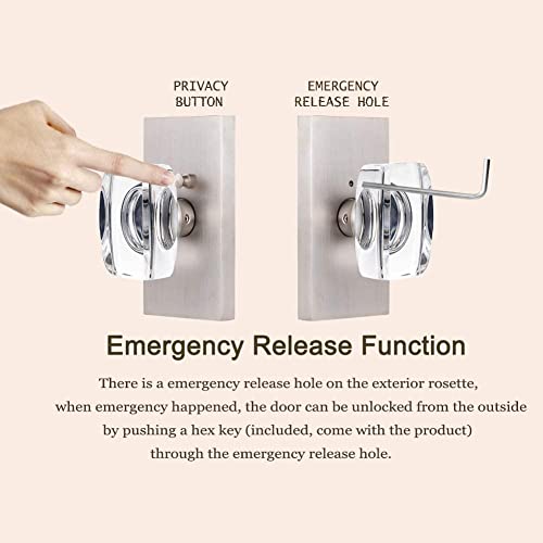 HIEMEY Glass Door Knobs Interior, Crystal Door Knobs with Lock, Privacy Bedroom/Bathroom Door