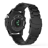 Garmin Fenix 3 / Fenix 5X Watch Band, MoKo Universal Stainless Steel Watch Band Strap Bracelet for Fenix 3 / Fenix 3 HR / Fenix 5X Smart Watch, Watch Not Included - BLACK
