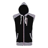 GG Men's Abel Plain Fleece Sleeveless Hoodie Gillet Sweatshirt Jacket