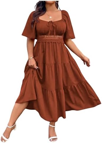 Amazon.com: Women's Elegant Vintage Khaki Long-Sleeve Dress Summer Floral  Hollow Out Chiffon Long Evening Party Maxi Dresses : Clothing, Shoes &  Jewelry