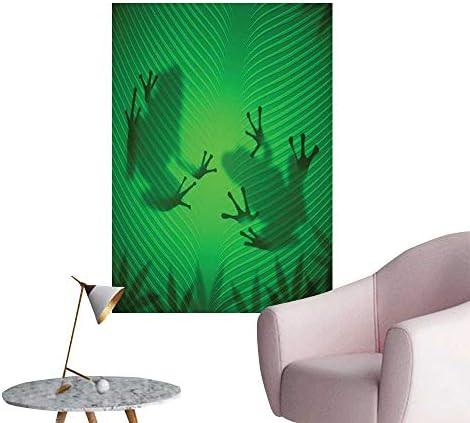 Modern Painting Frog Shadow Silhouette on The Banana Tree Leaf in Tropical Lands Jungle Light Home Decoration,12"W x 16"L