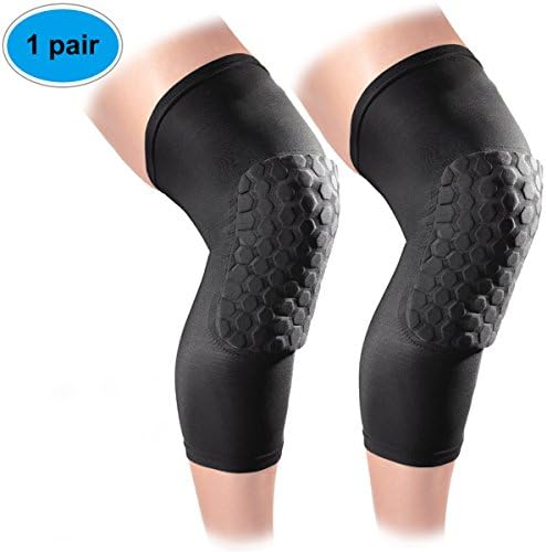 Laxuri R700 Crashproof Basketball Kids Adult Knee Pads with Breathable Compression Honeycomb Pads Support, (1 Pair) Leg Knee Long Sleeve Protector Gear (L)