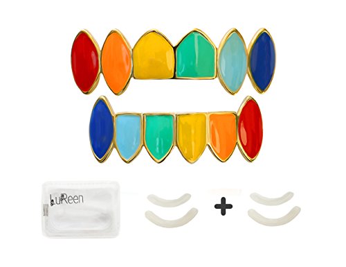 Lureen 14k gold silver plated rainbow color vampire fangs grillz …