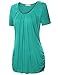 Ruched Top,Short Sleeve Blouse Jazzco Career Women Ruffle Tops (Green,Large)