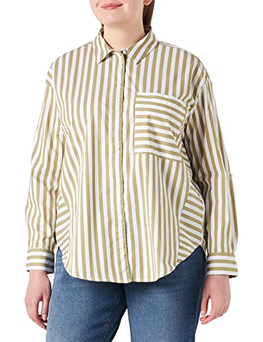 TOM TAILOR Damen Hemdbluse mit Streifen 1030325, 29264 - Olive White Vertical Stripe, 40