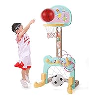 SONGYU Child Basketball Hoop Height Adjustable 102-125cm Basketball Stand Shooting Rack with Ball and Pump with Football Ferrule Toys 2 Colors Optional Kids Fun (Color : Blue)