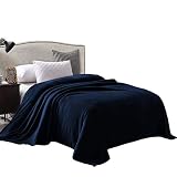Exclusivo Mezcla Velvet Flannel Fleece Plush Queen Size Bed Blanket as Bedspread/Coverlet/Bed Cover (90" x 90", Navy Blue) - Soft, Lightweight, Warm and Cozy