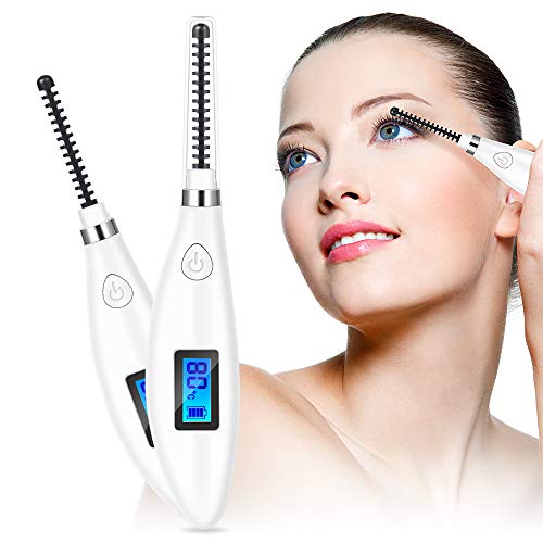 Electric Eyelash Curler, Acavado Heated Eyelash Curlerã€2019 New Versionã€‘Ceramic Constant Heating, Temperature Digital Display, USB Rechargeable, Natural Long Lasting for Women Routine Makeup (White)
