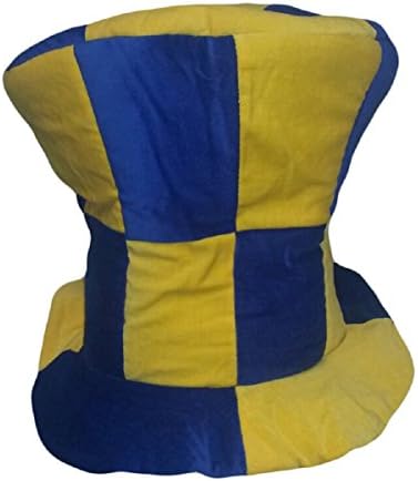 BZANY Navy Blue and Yellow Checkered Mad Hatter Top Hat