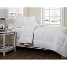Circles Home White Down Alternative Comforter Cotton Top - Quilted Style – Hypoallergenic – Queen Size