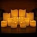 Indoor Outdoor Candles - Flameless LED Plastic Candle Set of 12, Water Resistant, Warm White and Color Changing Glow, Batteries Included