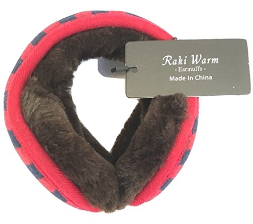 Earmuffs Warmers Men Women Soft Thick Comfortable Cold Protection With Scarf (Red and Blue Stripes)