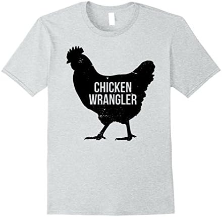 Mens Distressed Chicken Wrangler T-Shirt 3XL Heather Grey