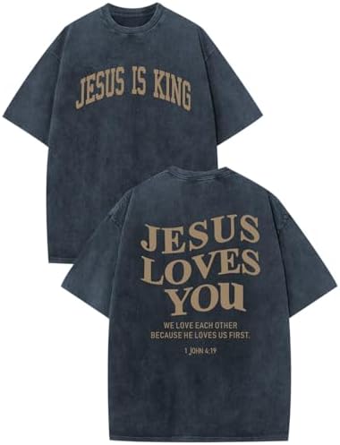 Weetiotio Christian Jesus Loves You Shirts for Men Religious
